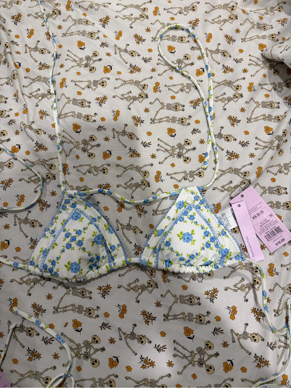 wild fable White Bikini Top with Blue Floral Print